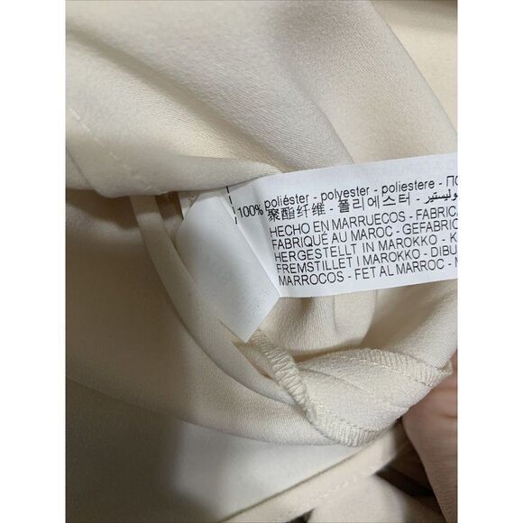 zara womens solid ivory crew neck long sleeve top blouse medium - Picture 4 of 5